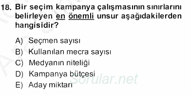 Marka İletişim Kampanyaları 2013 - 2014 Ara Sınavı 18.Soru