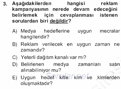 Marka İletişim Kampanyaları 2013 - 2014 Ara Sınavı 3.Soru