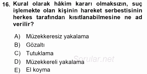 Temel İnsan Hakları Bilgisi 2 2015 - 2016 Dönem Sonu Sınavı 16.Soru