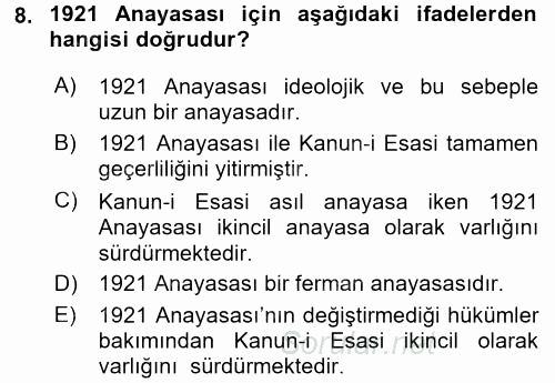 Temel İnsan Hakları Bilgisi 2 2015 - 2016 Dönem Sonu Sınavı 8.Soru