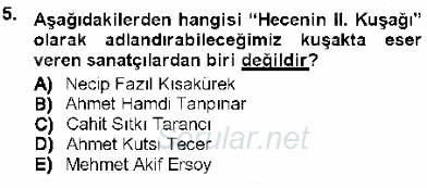 Cumhuriyet Dönemi Türk Şiiri 2012 - 2013 Ara Sınavı 5.Soru