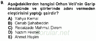 Cumhuriyet Dönemi Türk Şiiri 2012 - 2013 Ara Sınavı 9.Soru