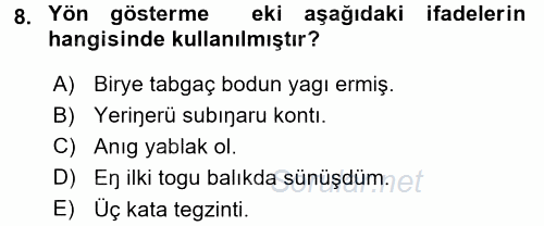 Orhon Türkçesi 2015 - 2016 Dönem Sonu Sınavı 8.Soru