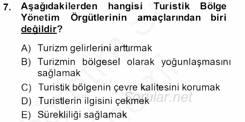Kongre ve Etkinlik Yönetimi 2014 - 2015 Ara Sınavı 7.Soru