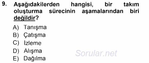 Yönetici Asistanlığı 2013 - 2014 Tek Ders Sınavı 9.Soru