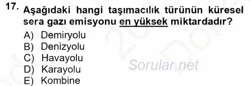 Uluslararası Lojistik 2012 - 2013 Dönem Sonu Sınavı 17.Soru