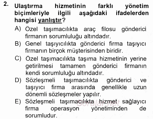 Uluslararası Lojistik 2012 - 2013 Dönem Sonu Sınavı 2.Soru