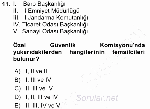 Özel Güvenlik Hukuku 2 2016 - 2017 Ara Sınavı 11.Soru