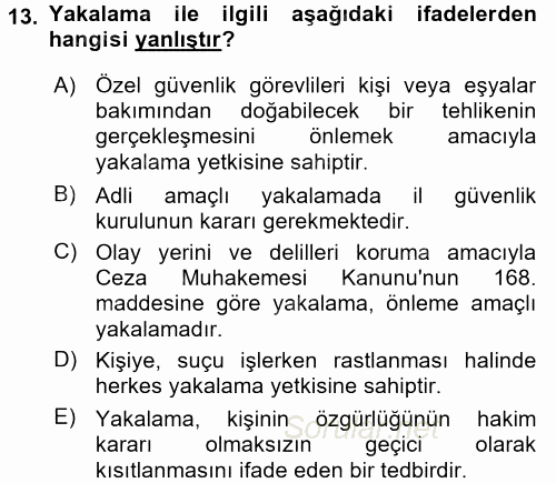 Özel Güvenlik Hukuku 2 2016 - 2017 Ara Sınavı 13.Soru