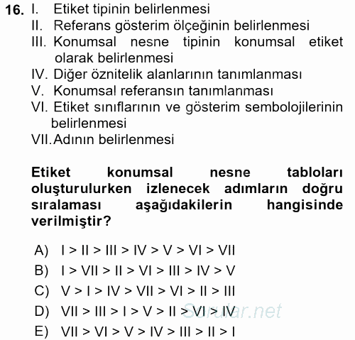 Konumsal Veritabanı 2 2017 - 2018 Ara Sınavı 16.Soru