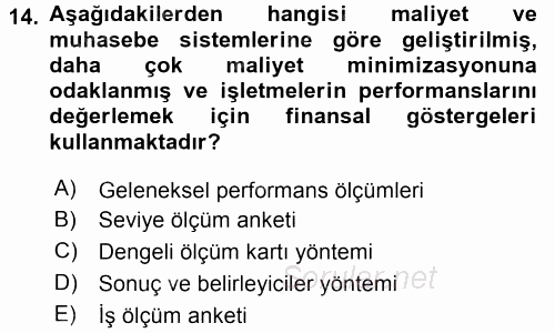 Sağlık Kurumları Yönetimi 2 2015 - 2016 Tek Ders Sınavı 14.Soru