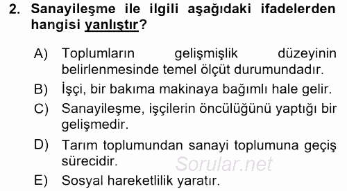 Sosyal Sorunlar 2016 - 2017 Ara Sınavı 2.Soru
