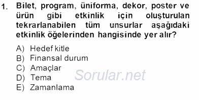 Etkinlik Yönetimi 2014 - 2015 Ara Sınavı 1.Soru