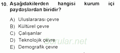 Etkinlik Yönetimi 2014 - 2015 Ara Sınavı 10.Soru