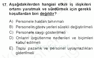 Etkinlik Yönetimi 2014 - 2015 Ara Sınavı 17.Soru