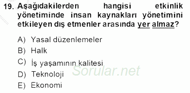 Etkinlik Yönetimi 2014 - 2015 Ara Sınavı 19.Soru