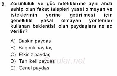 Etkinlik Yönetimi 2014 - 2015 Ara Sınavı 9.Soru