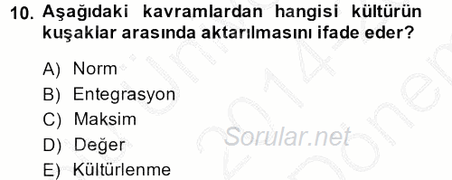 Hukuk Sosyolojisi 2014 - 2015 Dönem Sonu Sınavı 10.Soru