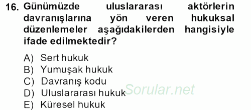Hukuk Sosyolojisi 2014 - 2015 Dönem Sonu Sınavı 16.Soru