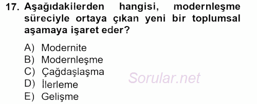 Hukuk Sosyolojisi 2014 - 2015 Dönem Sonu Sınavı 17.Soru