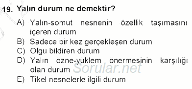 Metafizik 2012 - 2013 Dönem Sonu Sınavı 19.Soru