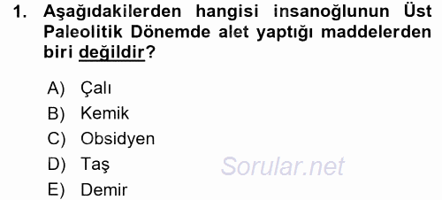 Eski Anadolu Tarihi 2015 - 2016 Ara Sınavı 1.Soru