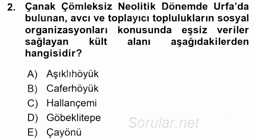 Eski Anadolu Tarihi 2015 - 2016 Ara Sınavı 2.Soru