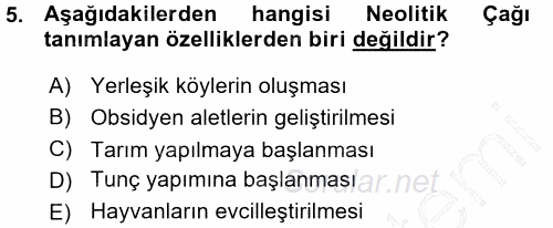 Eski Anadolu Tarihi 2015 - 2016 Ara Sınavı 5.Soru