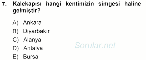 Kültürel Miras Mevzuatı 2013 - 2014 Ara Sınavı 7.Soru