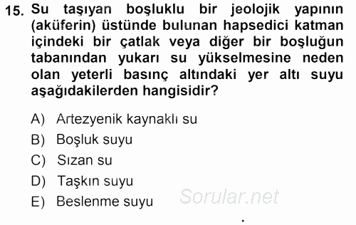 Tarımsal Yapılar ve Sulama 2013 - 2014 Dönem Sonu Sınavı 15.Soru