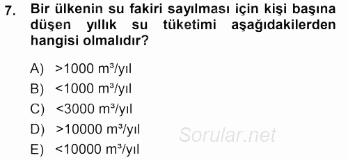 Tarımsal Yapılar ve Sulama 2013 - 2014 Dönem Sonu Sınavı 7.Soru
