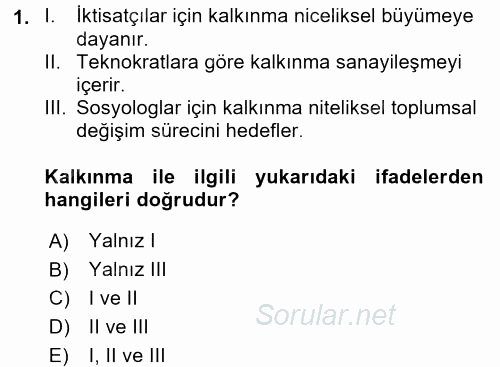 Toplumsal Cinsiyet Çalışmaları 2015 - 2016 Dönem Sonu Sınavı 1.Soru