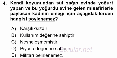 Toplumsal Cinsiyet Çalışmaları 2015 - 2016 Dönem Sonu Sınavı 4.Soru