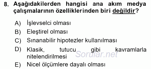 Toplumsal Cinsiyet Çalışmaları 2015 - 2016 Dönem Sonu Sınavı 8.Soru