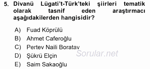 Türk Halk Şiiri 2017 - 2018 Ara Sınavı 5.Soru