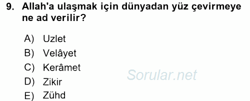 Türk Halk Şiiri 2017 - 2018 Ara Sınavı 9.Soru