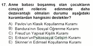 Erken Çocukluk Döneminde Gelişim 2 2013 - 2014 Dönem Sonu Sınavı 17.Soru