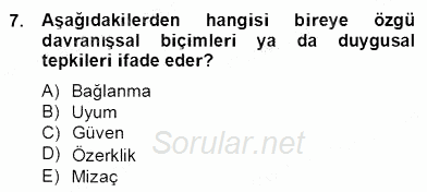 Erken Çocukluk Döneminde Gelişim 2 2013 - 2014 Dönem Sonu Sınavı 7.Soru