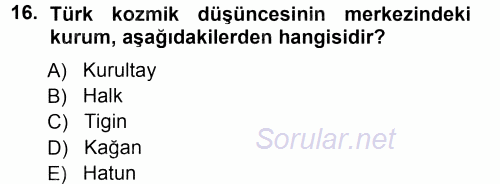 Türk İdare Tarihi 2012 - 2013 Ara Sınavı 16.Soru