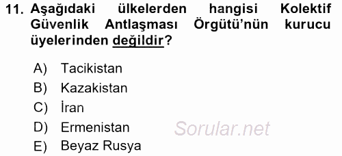 Uluslararası Örgütler 2016 - 2017 Ara Sınavı 11.Soru
