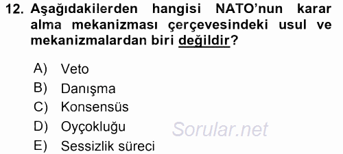 Uluslararası Örgütler 2016 - 2017 Ara Sınavı 12.Soru