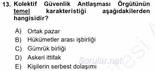 Uluslararası Örgütler 2016 - 2017 Ara Sınavı 13.Soru