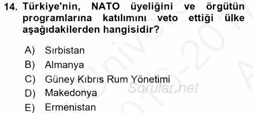 Uluslararası Örgütler 2016 - 2017 Ara Sınavı 14.Soru