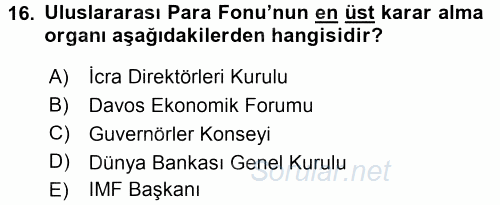 Uluslararası Örgütler 2016 - 2017 Ara Sınavı 16.Soru