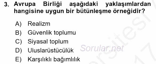 Uluslararası Örgütler 2016 - 2017 Ara Sınavı 3.Soru