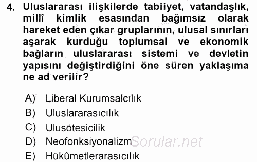 Uluslararası Örgütler 2016 - 2017 Ara Sınavı 4.Soru