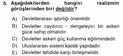 Uluslararası Örgütler 2016 - 2017 Ara Sınavı 5.Soru