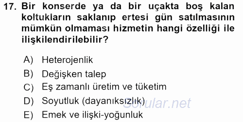 Kalite Yönetim Sistemleri 2017 - 2018 Dönem Sonu Sınavı 17.Soru