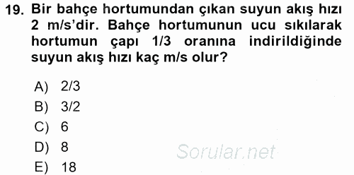 Teknolojinin Bilimsel İlkeleri 1 2016 - 2017 3 Ders Sınavı 19.Soru