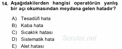 Coğrafi Bilgi Sistemlerine Giriş 2017 - 2018 Ara Sınavı 14.Soru